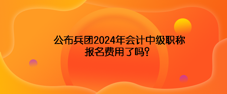 公布兵團2024年會計中級職稱報名費用了嗎？