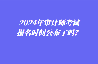 2024年審計師考試報名時間公布了嗎？