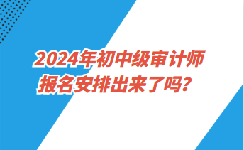 2024年初中級(jí)審計(jì)師報(bào)名安排出來了嗎？