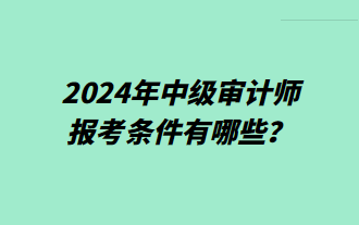 2024年中級(jí)審計(jì)師報(bào)考條件有哪些？