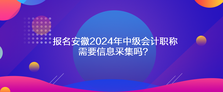 報名安徽2024年中級會計職稱需要信息采集嗎？