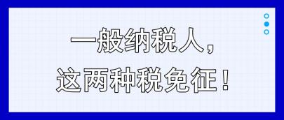 一般納稅人，這兩種稅免征！