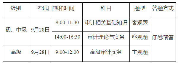 濟寧2024年審計師考試時間安排