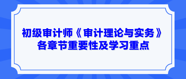 2024年初級(jí)審計(jì)師《審計(jì)理論與實(shí)務(wù)》各章節(jié)重要性及學(xué)習(xí)重點(diǎn)