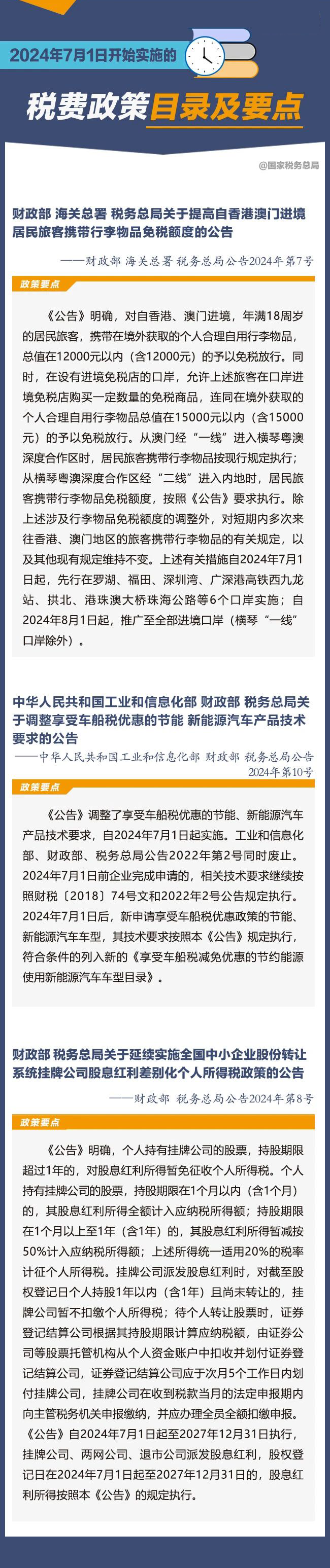 2024年7月1日開始實(shí)施的稅費(fèi)政策1