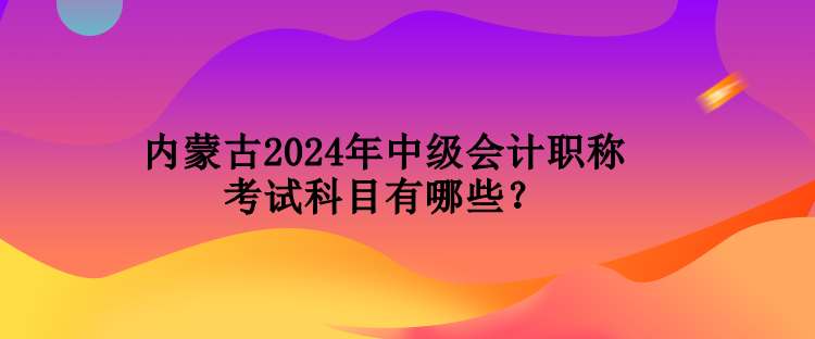 內(nèi)蒙古2024年中級會計職稱考試科目有哪些？