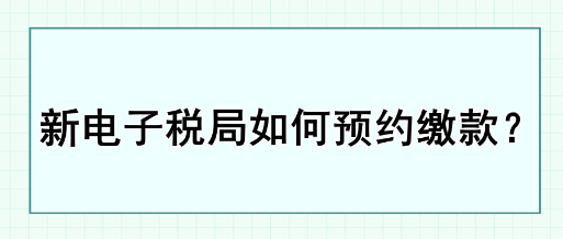 新電子稅局如何預(yù)約繳款？